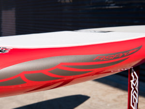RSPro Fly SUP and Wing foil rail saver installed on a Foil SUP board close detail