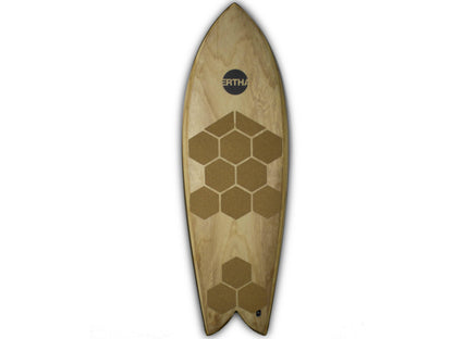 RSPro cork Front Deck Grip Hexa on a wooden surfboard