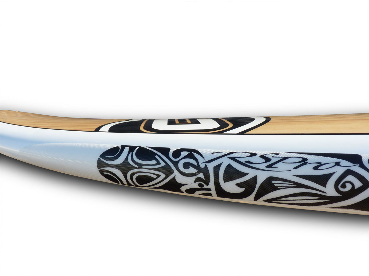 Logo detail of the Tatau RSPro SUP rail saver