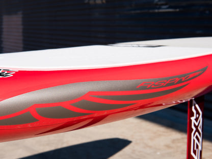 RSPro Fly SUP and Wing foil rail saver installed on a Foil SUP board close detail