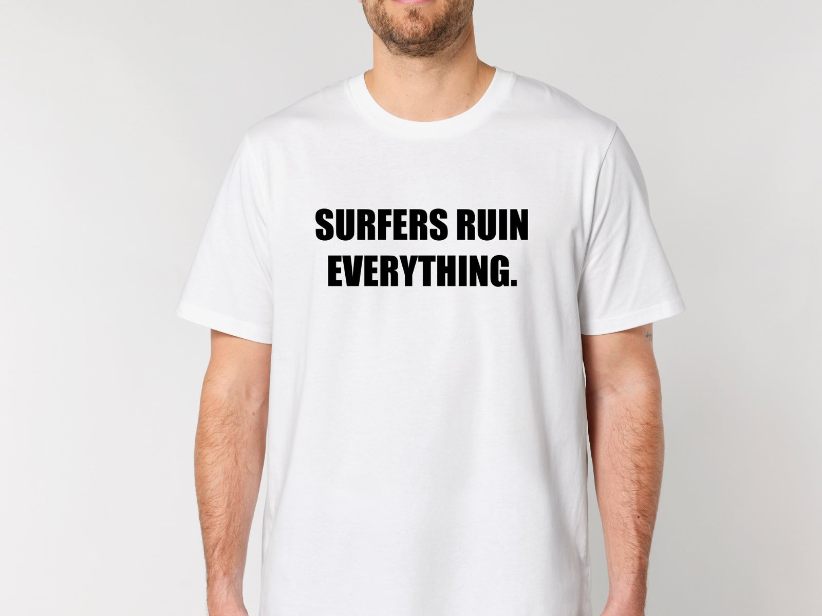 RSPro Tee 5 Surfers Ruin Everything White Model Front