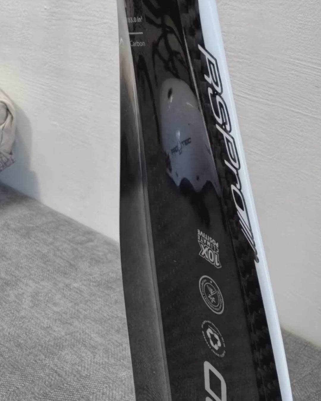 RSPro Paddle Edge Saver being installed on a carbon paddle blade