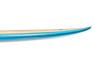 Blue SUP board protected with transparent Rail Saver PRO