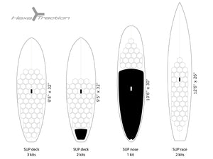 Examples of configurations of HexaTraction on SUP boards