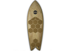Load image into Gallery viewer, RSPro cork Front Deck Grip Hexa on a wooden surfboard
