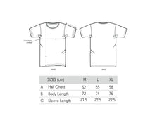Load image into Gallery viewer, RSPro tee #4 can we catch a wave later dude sizes in centimetres 
